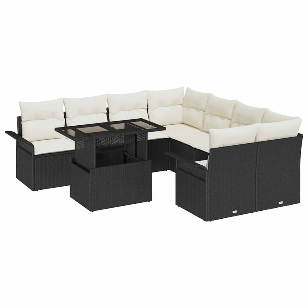 Ensemble de canapé de jardin 9 pc noir