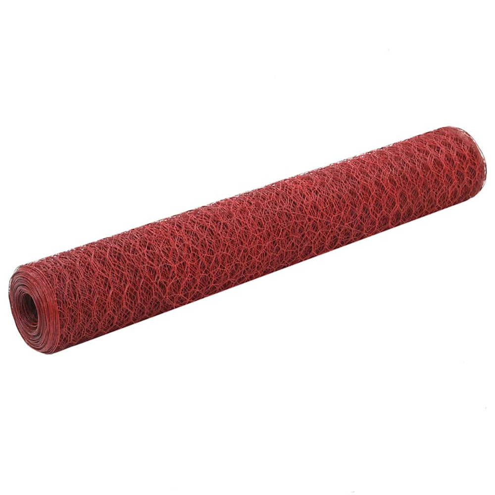 Grillage acier avec revêtement en pvc 25x1 m rouge