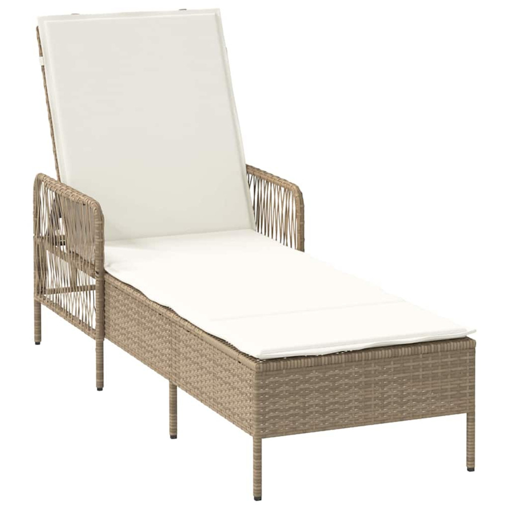 Transat beige et blanc crème 55 x 200 x 92 cm polyrotin
