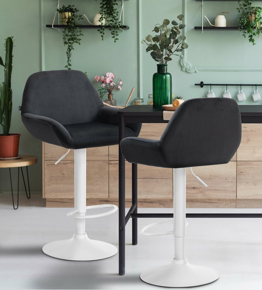 Tabouret de bar braga velours blanc