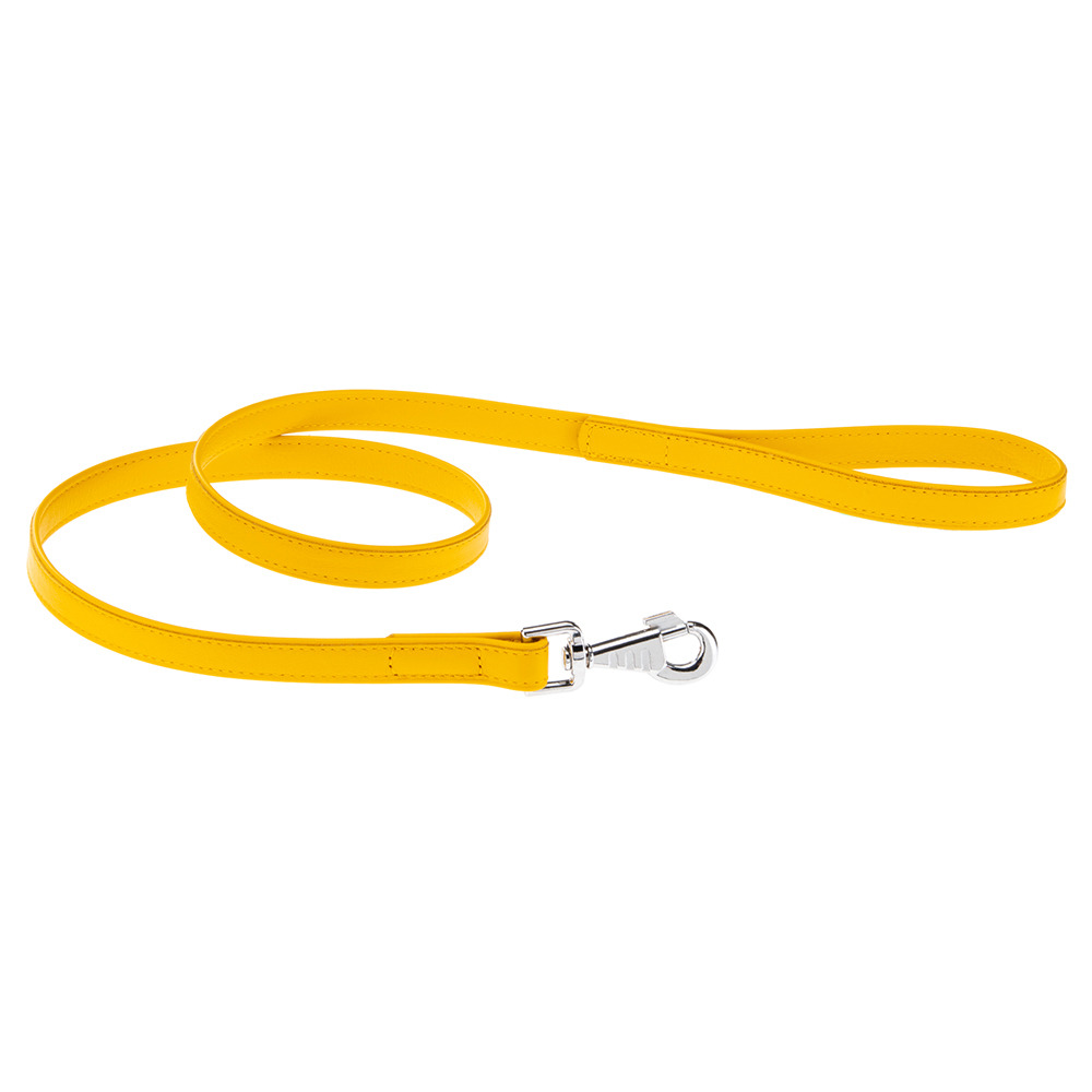 Laisse pour chiens vogue g20/120, cuir véritable, mousqueton en métal, jaune
