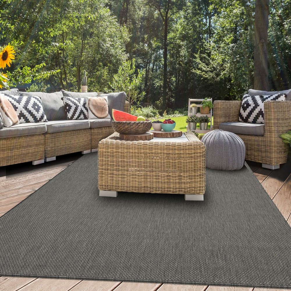 Tapis extérieur 80x200 tissé kilim anthracite gegia