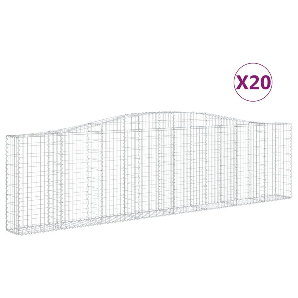 Paniers à gabions arqués 20 pcs 400x30x100/120 cm fer galvanisé
