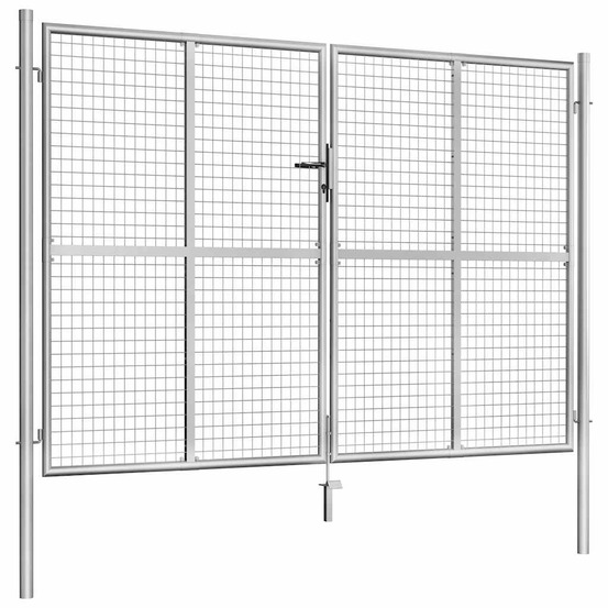 Portail de jardin en acier galvanisé 300 x 175 cm argent