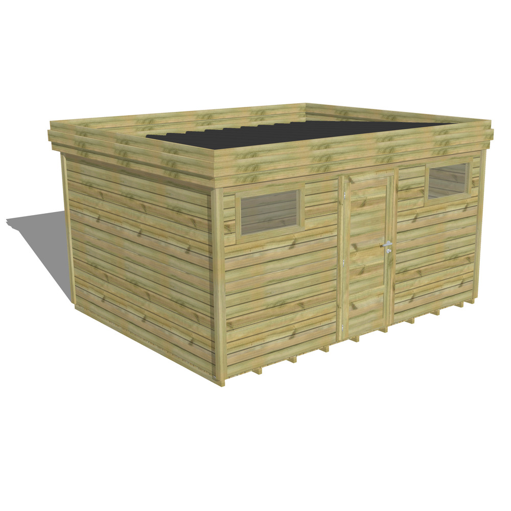 Abri de jardin bois pin traité autoclave 27mm - 4,34x3,44m / 15m2 - bac acier - plancher bois
