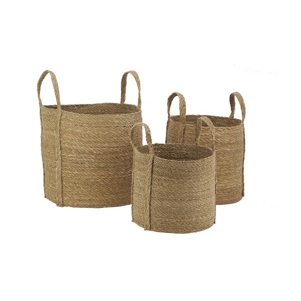 Cache-pots en jonc naturel avec anses (lot de 3)