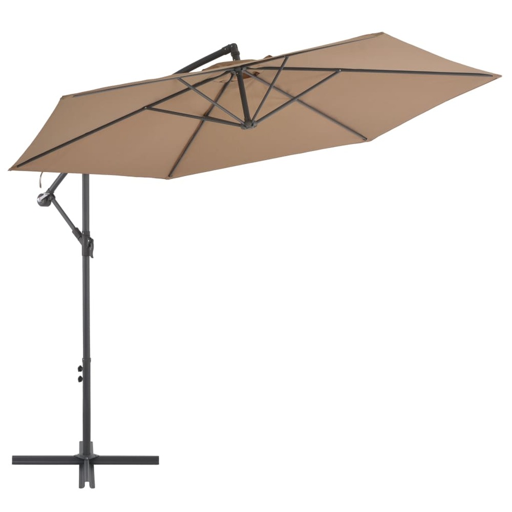 Parasol meuble de jardin en porte-à-faux avec poteau en aluminium 300 cm taupe