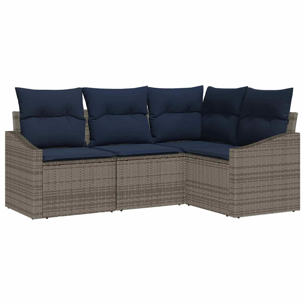 Ensemble de canapé de jardin 4 pcs gris et bleu marine
