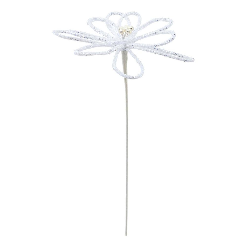 Branche décorative fleur en tulle blanche h. 50 cm
