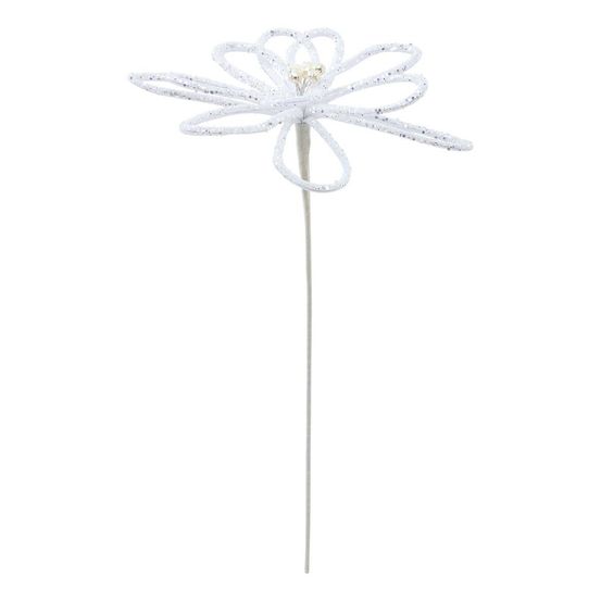Branche décorative fleur en tulle blanche h. 50 cm