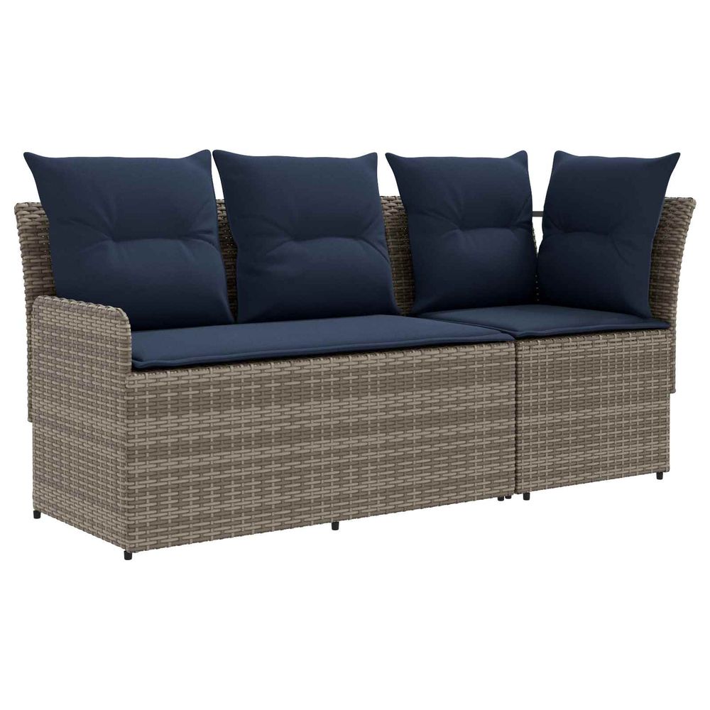 2 pc sofa de jardin avec accoudoirs et sofa d'angle rotin pe