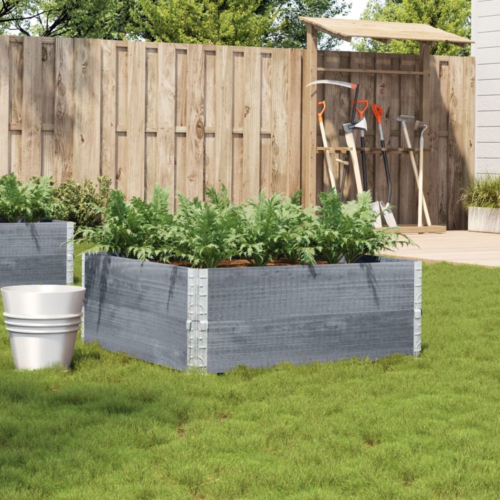 Grand carré potager surélevé bois de pin massif jardin terrasse 100x100x41 cm gris