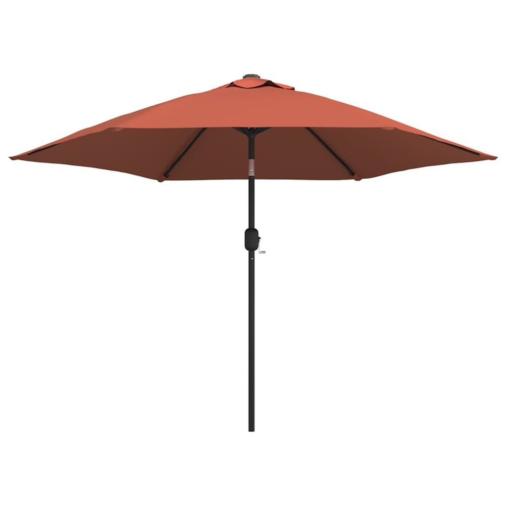 Parasol de jardin avec lumières led et mât en acier terre cuite