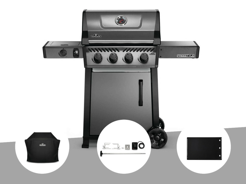 Barbecue à gaz freestyle f425sib - 4 brûleurs + sizzle zone + housse de protecti