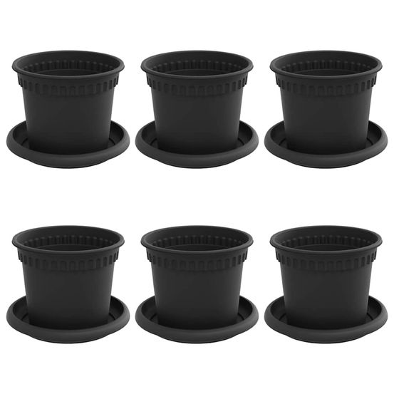 Pots de plantes 6 pc noir plastique
