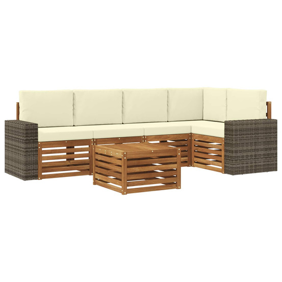 Ensemble de canapé d'angle avec coussin 6 pcs naturel et crème