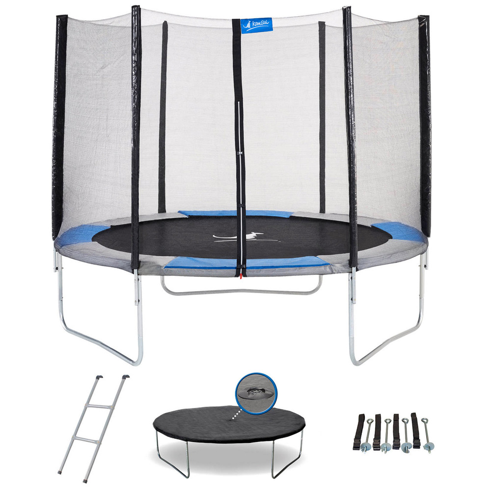 Trampoline rond ø300cm avec filet, échelle, bâche et kit ancrage - ralli 300