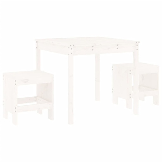 Ensemble de bistrot de jardin 3 pcs blanc bois de pin massif