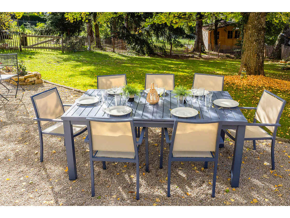 Table rectangulaire extensible santorin 8/10 personnes en aluminium finition uni