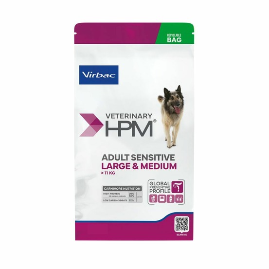 Croquettes chien veterinary hpm dog sensitive large & medium - virbac 3 kg