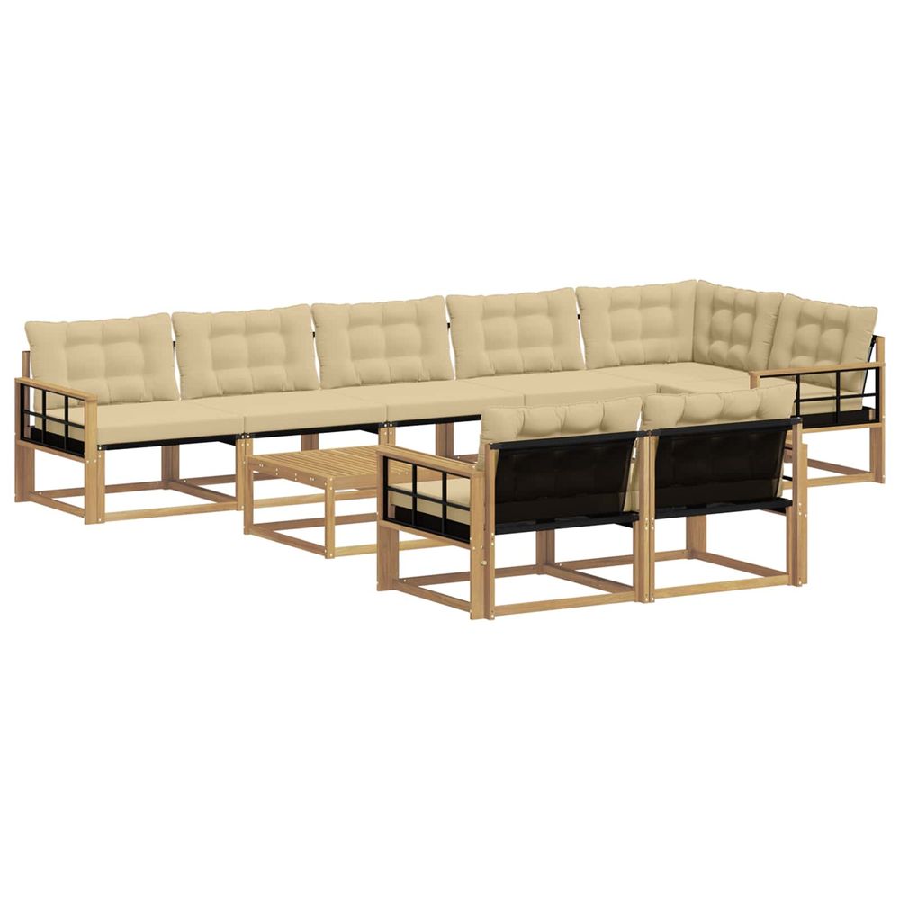 Ensemble de canapés d'extérieur 9 pc blanc et beige