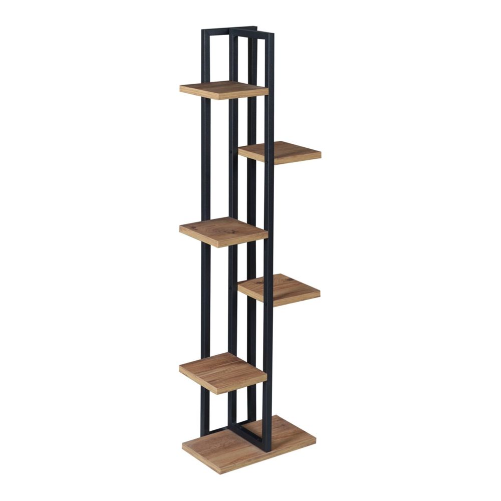 Support de plantes à 5 niveaux 120 x 34 x 21 cm effet noyer / noir
