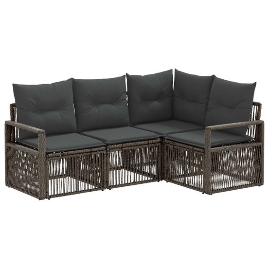 Ensemble de canapé de jardin 4 pc gris polyrotin