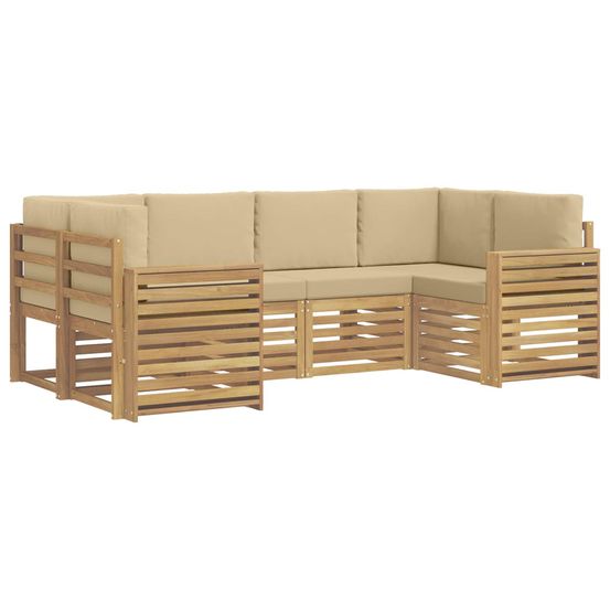 Ensemble de canapés d'extérieur 6 pc blanc et beige polyester