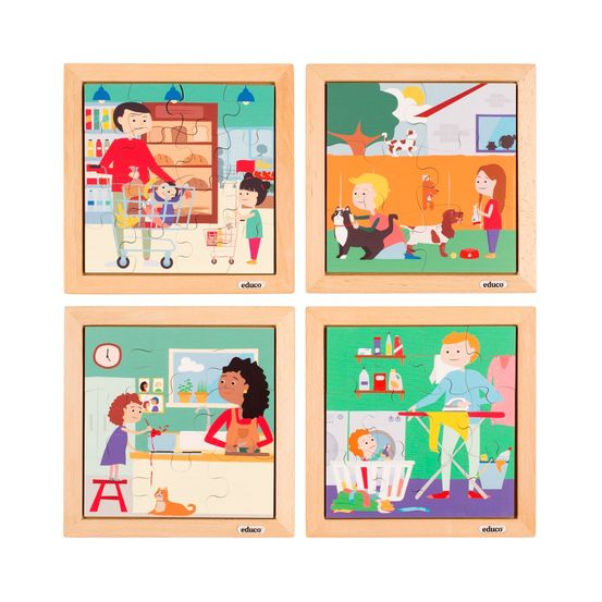 Puzzle en bois - puzzle pour tout-petits - lot de 4 - jeu montessori