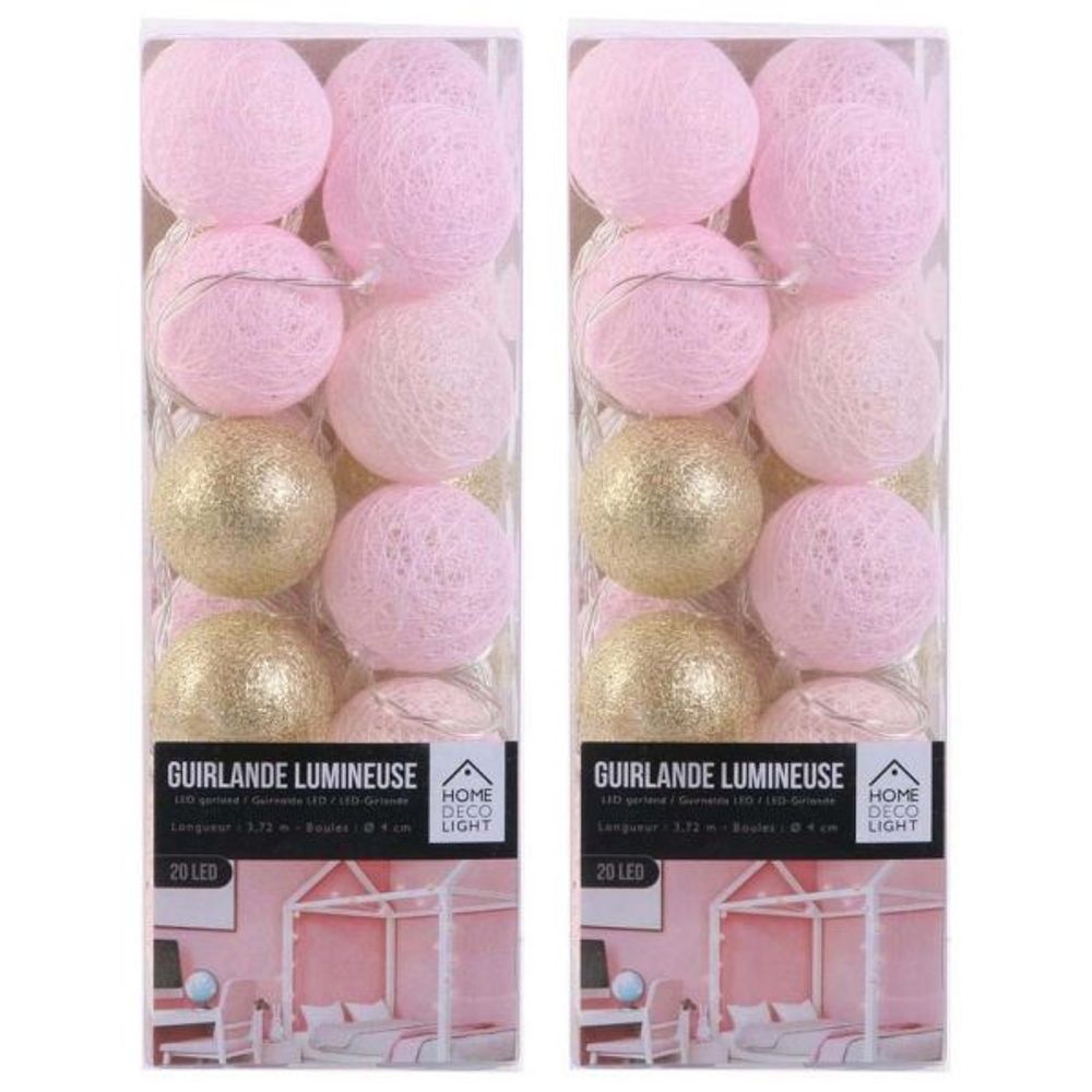 Guirlande lumineuse boules colorées 20 led 3,72 m (lot de 2)