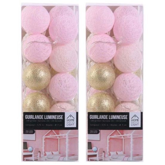 Guirlande lumineuse boules colorées 20 led 3,72 m (lot de 2)