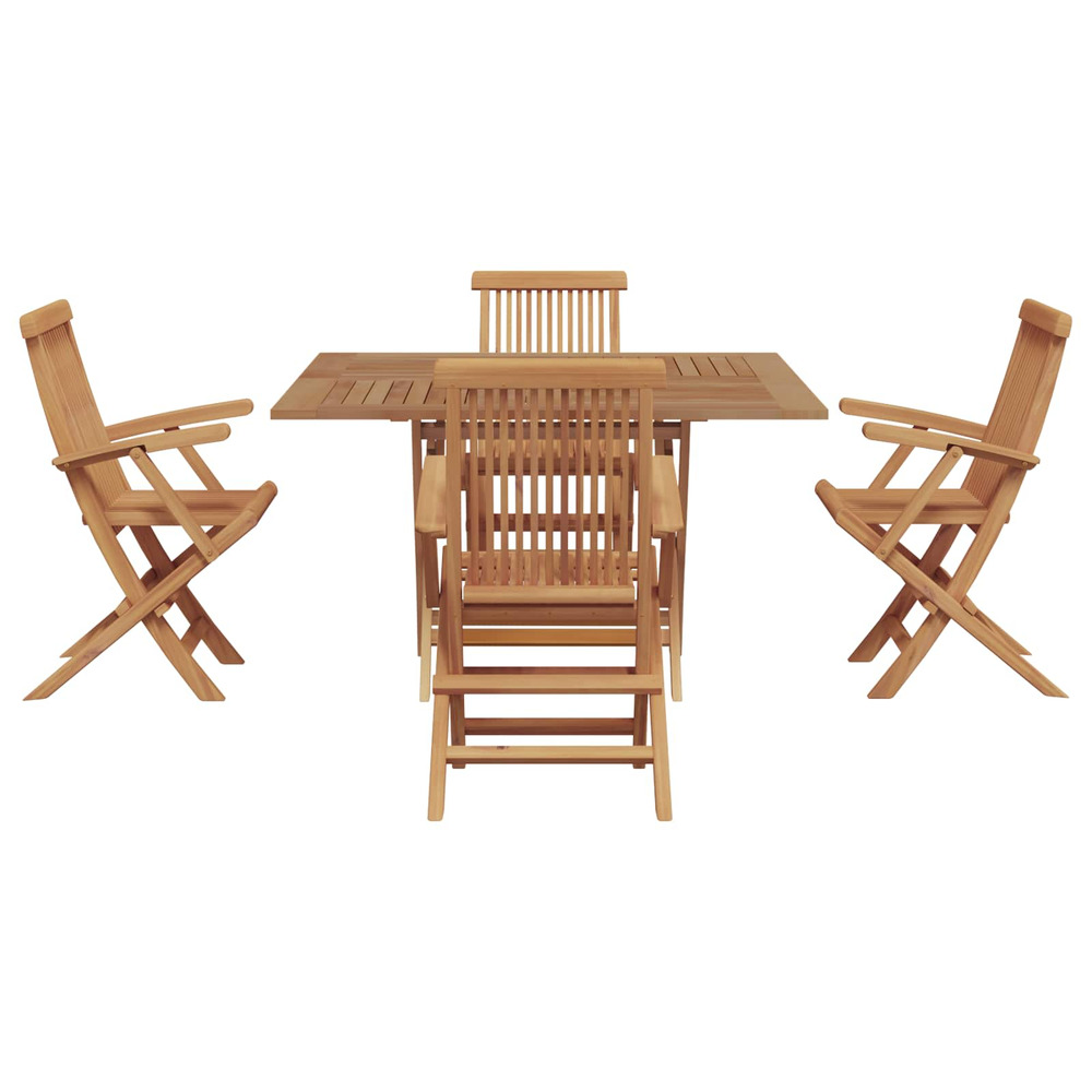 Ensemble de salle à manger pour jardin marron teck massif