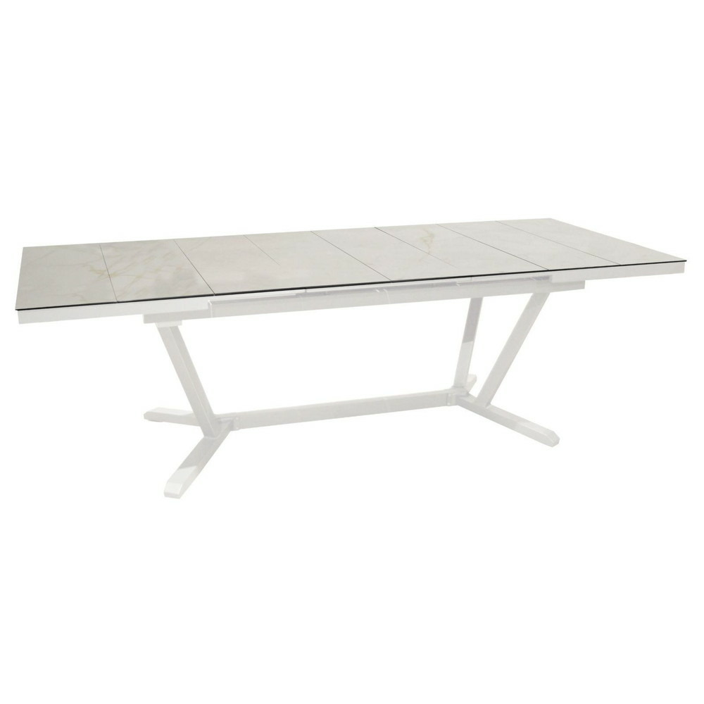 Table de jardin vita blanc/dual white en alu 180/240x100 cm - plateau à lames kedra