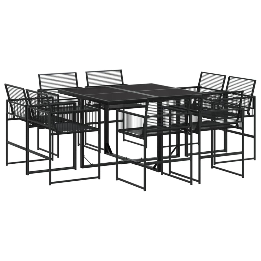 Ensemble à manger de jardin 9 pcs noir résine tressée