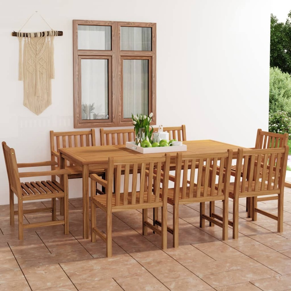 Ensemble à manger de jardin 9 pcs bois de teck solide