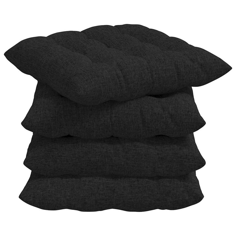 Coussins de siège 4 pc tissu noir 40 x 40 x 6 cm