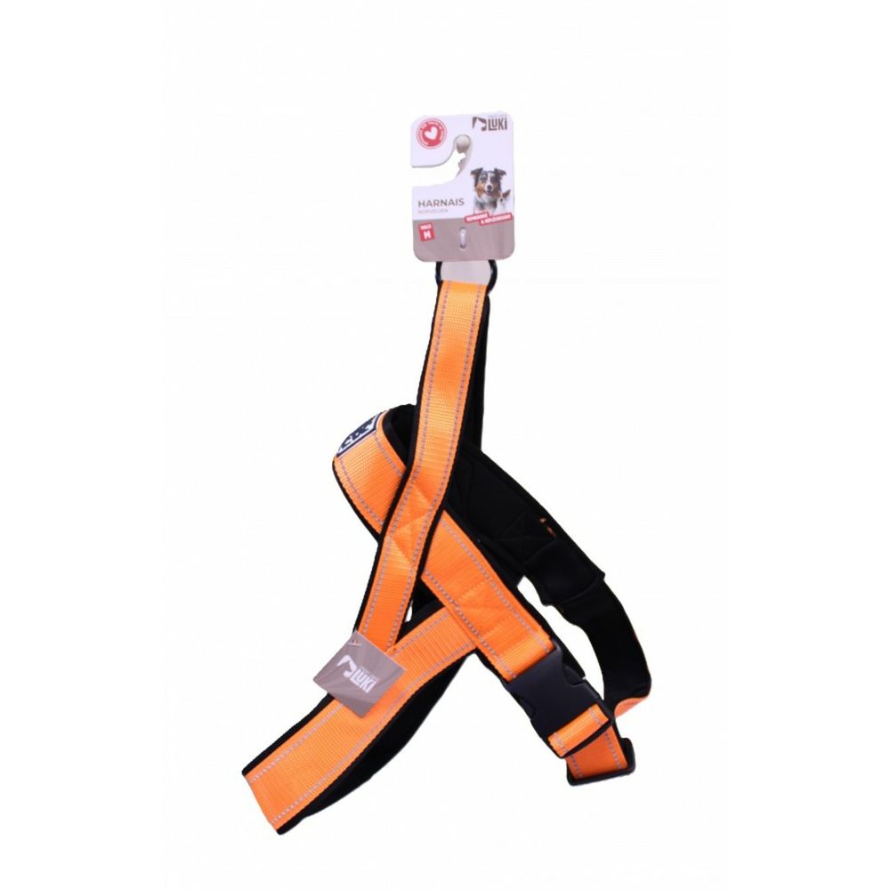Mon ami luki - harnais réfléchissant chien- forme y - orange - chien - aille m - 3.8x59cmx60-70 cm