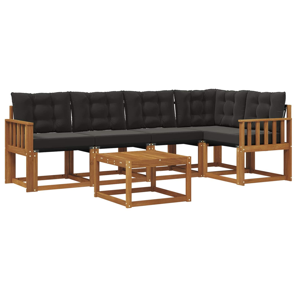 Ensemble de canapés d'extérieur 6 pcs naturel et noir