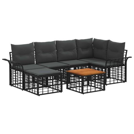 Ensemble de canapés d'extérieur 7 pc noir et gris foncé