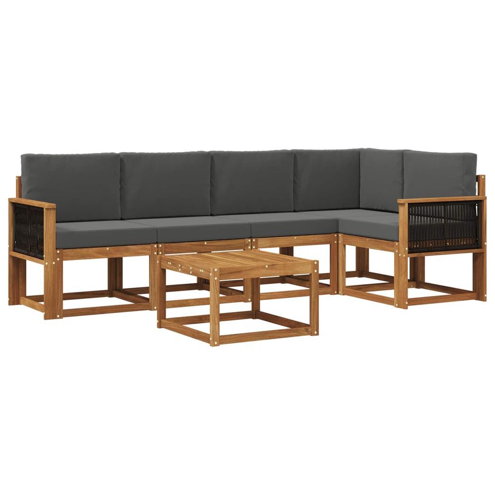 Ensemble de canapés d'extérieur 6 pc naturel et anthracite