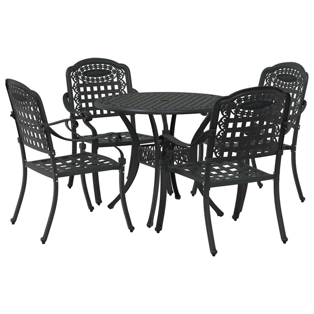 Ensemble de salle à manger pour jardin 5 pcs noir aluminium