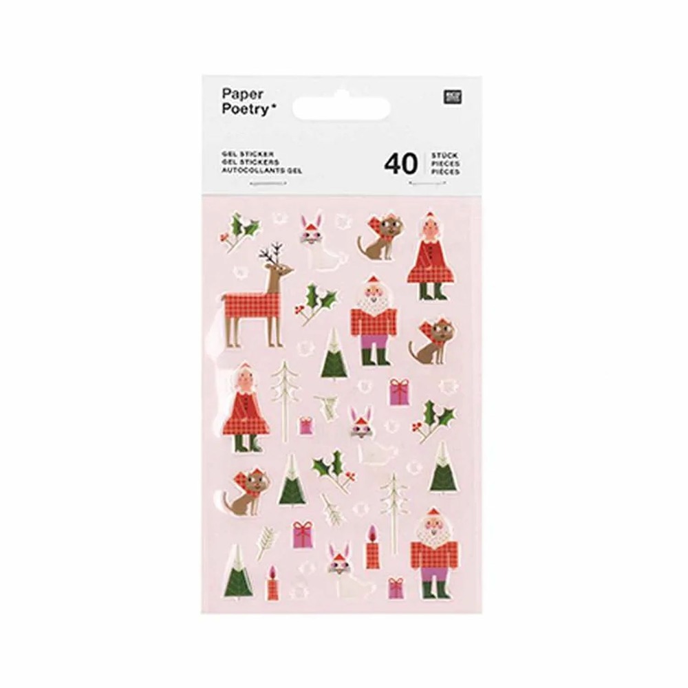 40 autocollants gel père noël