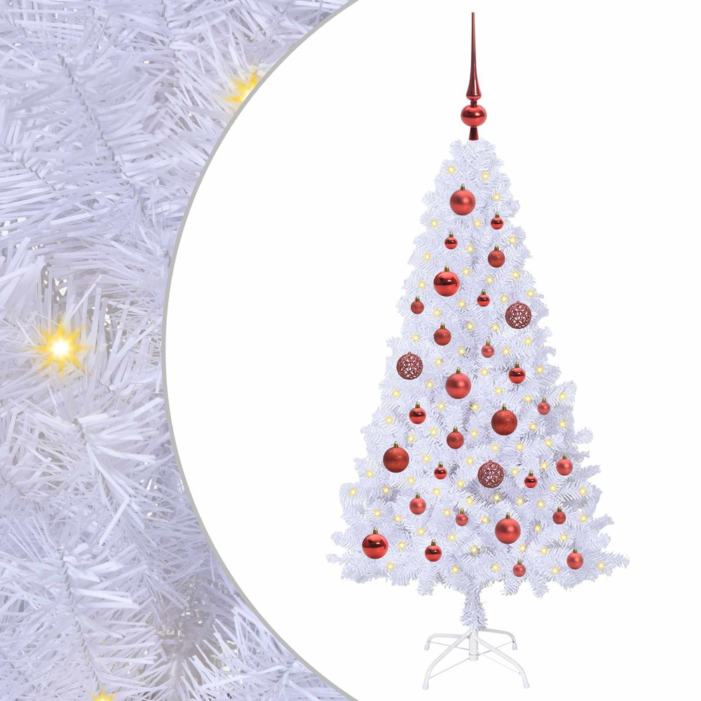 Sapin de noël artificiel avec 150 led blanc 120 cm pvc et acier
