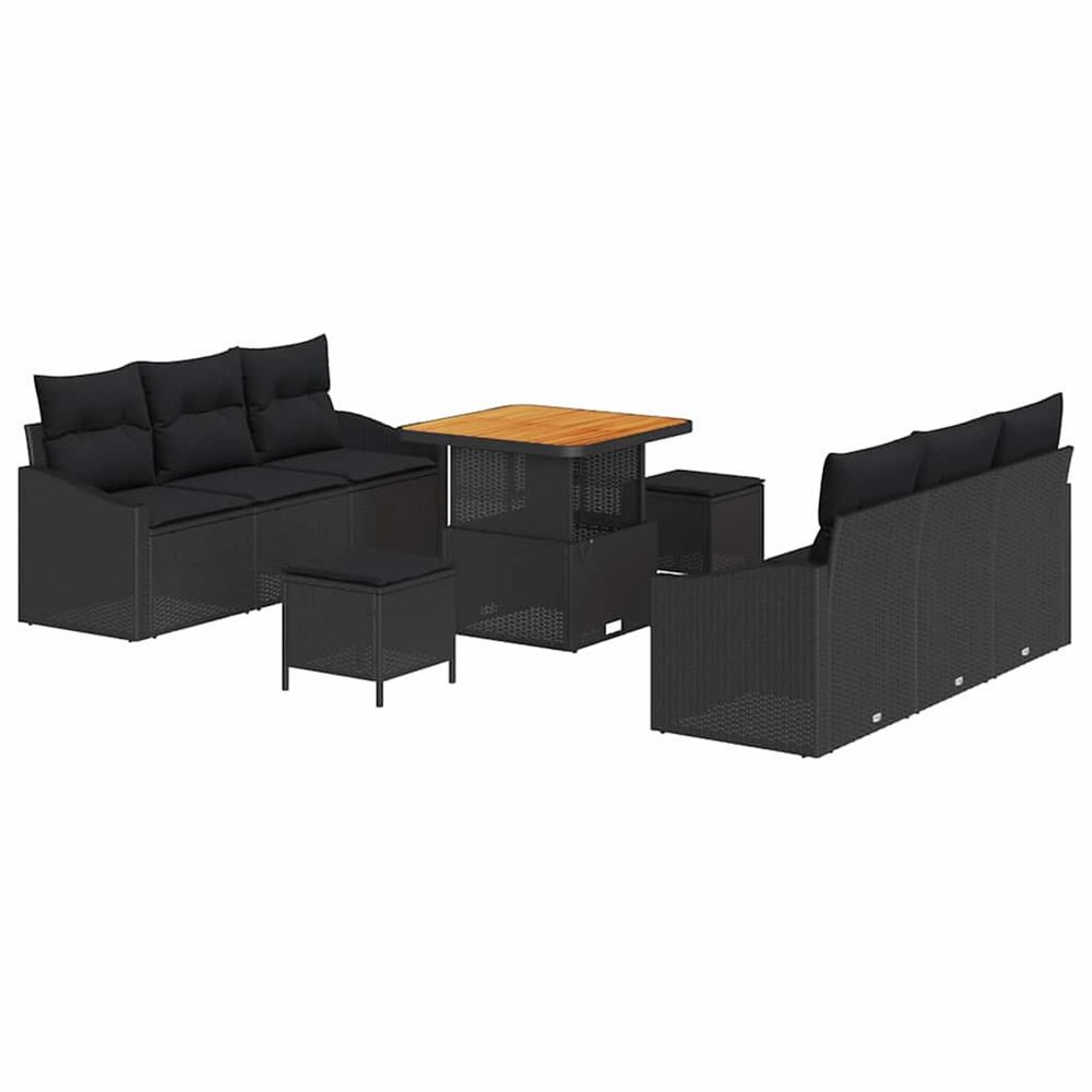 Ensemble de canapé de jardin 9 pc noir polyrotin