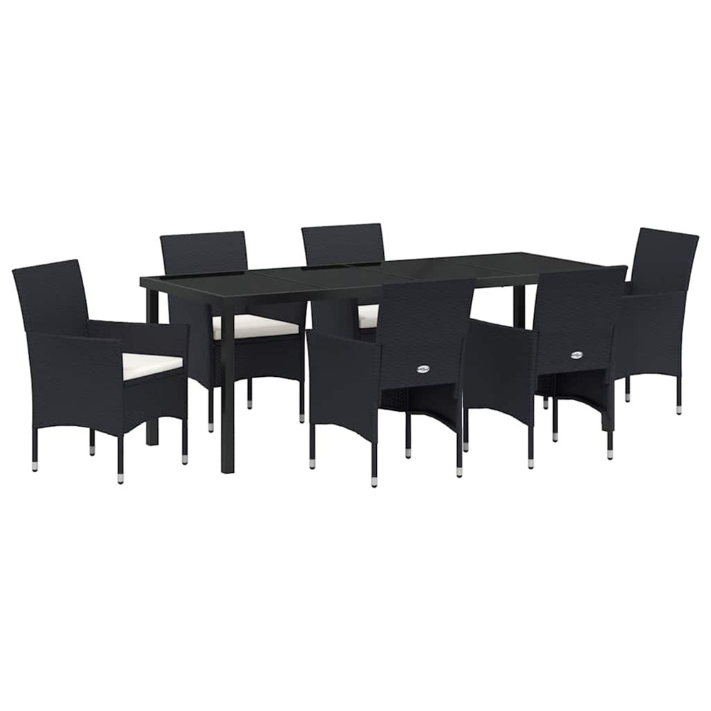 Ensemble de salle à manger pour jardin 7 pcs noir polyrotin