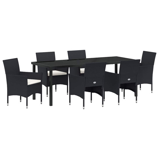 Ensemble de salle à manger pour jardin 7 pcs noir polyrotin