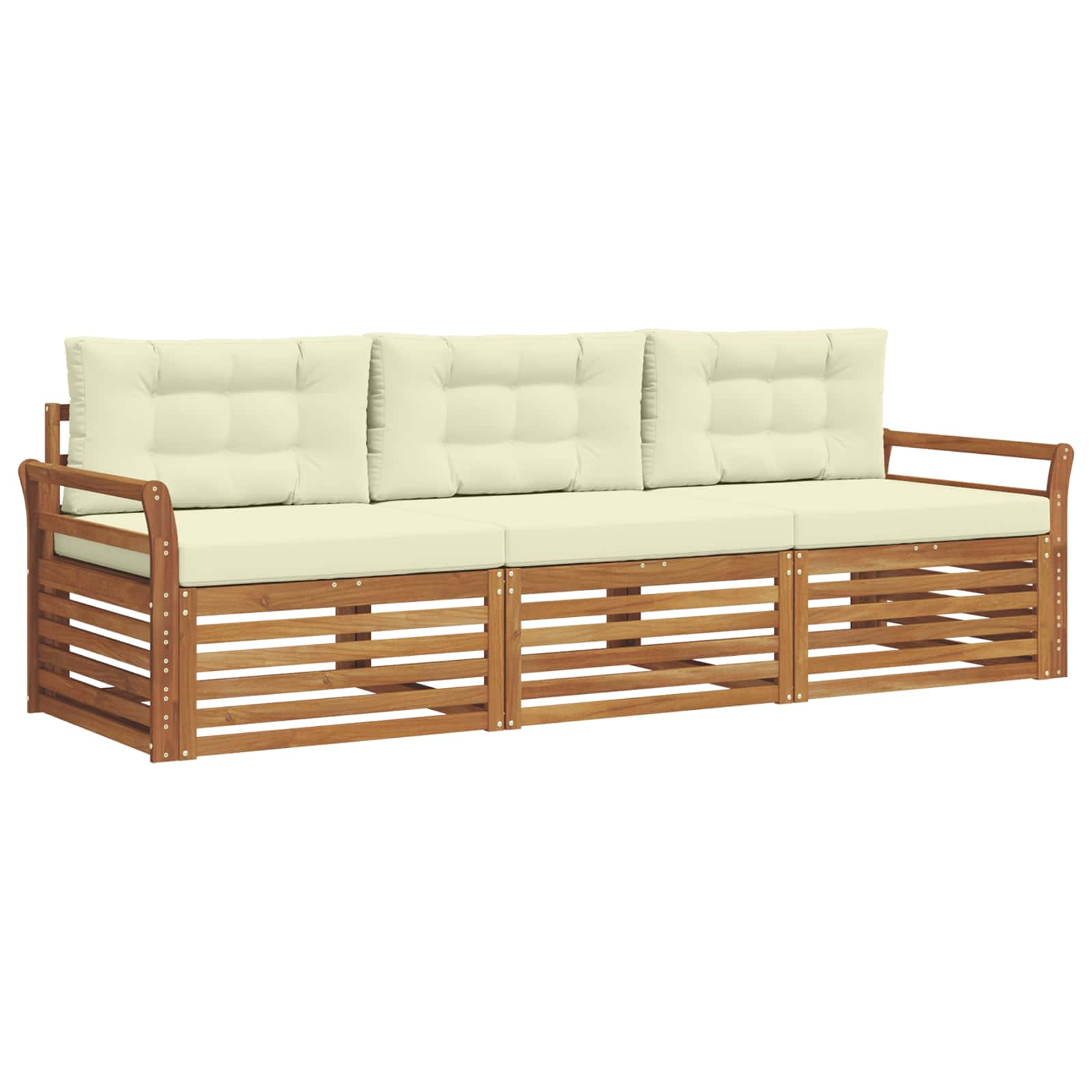 Ensemble de canapés d'extérieur 3 pcs naturel et crème