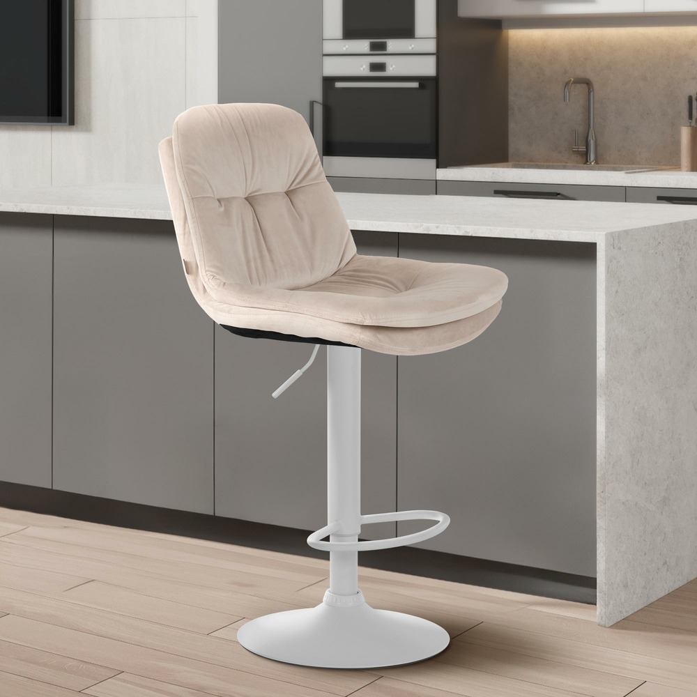 Tabouret de bar laurel velours blanc