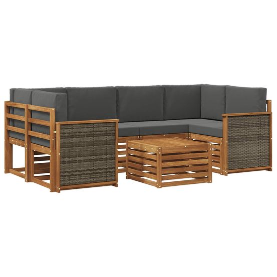 Ensemble de canapés d'extérieur 7 pc naturel et anthracite