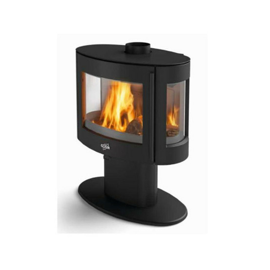 388142000053-poêle à bois coggia 9 kw étanche peint anthracite godin - 388142anth